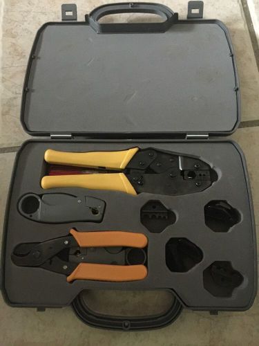 COAX COAXIAL CABLE CRIMP CRIMPER TERMINATION RATCHET TOOL SET KIT