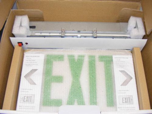 NEW EXIT Lighting Sign Resessed Mount Edge Lit LED Green onWhite Battery Backup