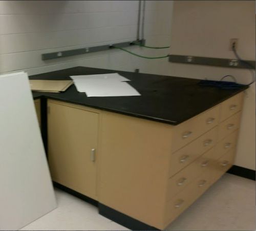 Brown Standing Height Laboratory Casework Island