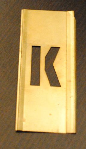 BRAND NEW 3/4&#034; REUSABLE INTERLOCKING BRASS STENCIL LETTER &#034;K&#034;