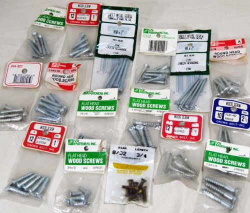 Wood sheet metal screws 90+ lot flat round hex hd phillips slot zinc unused for sale