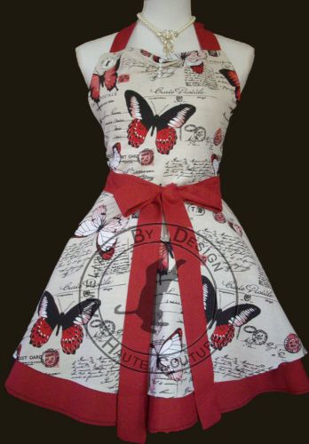 VINTAGE RETRO APRON SWING PRINCESS RED ULYSSES ROCKABILLY BIB PINUP UNIQUE DESIG