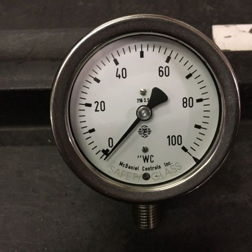 0-100 &#034;WC MCDANIEL CONTROLS GAUGE 2.5&#034; DIAMETER - NEW