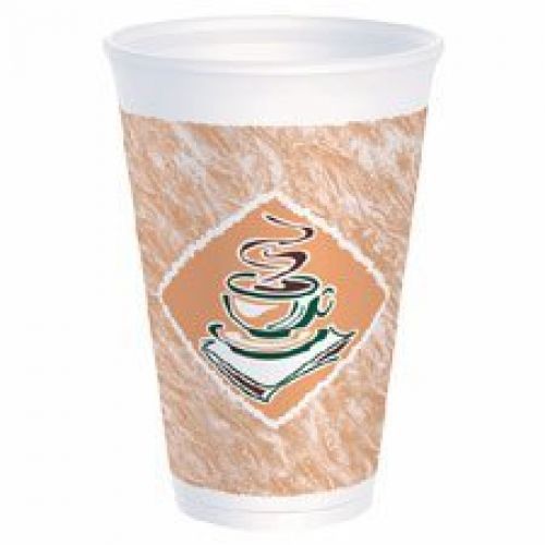 DART Dart 12X16G Caf? G Foam Hot/Cold Cups, 12oz, White w/Brown &amp; Red (Case of