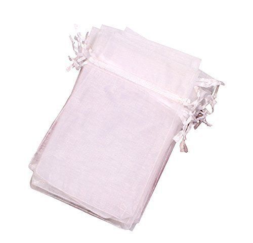 MBOX Colorful 4x6&#034; Organza Drawstring Pouch Bag 100pcs Snow White