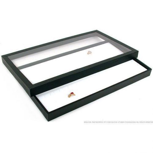 72 slot white ring display &amp; acrylic lid travel tray for sale