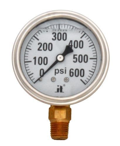 Zenport LPG600 Zen-Tek Glycerin Liquid Filled Pressure Gauge, 600 PSI, Box of 10