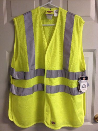 NWT Dickies Reflective S/M Class II Mesh Vest ANSI Hi-Viz Yellow Scotchlite $45