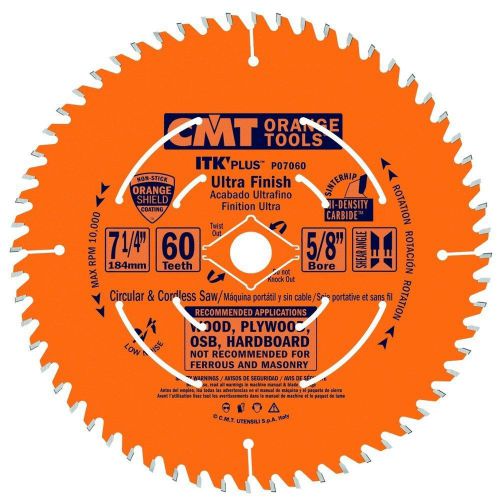 CMT P07060 ITK Plus Ultra Finish Saw Blade 7-1/4 x 60 Teeth 10 ATB+Shear with...