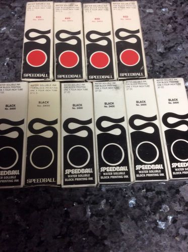 Lot Of 10 Speedball Water Soluble Block Printing Ink 6 Black 4 Red