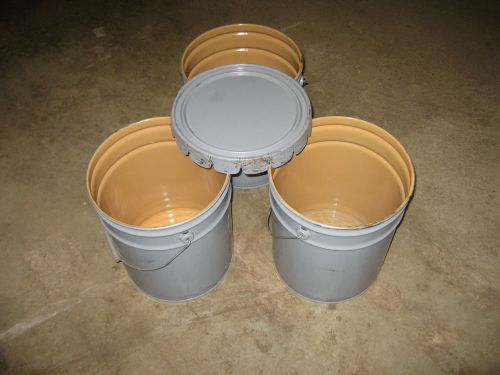 VESTIL PAIL-STL-RI-UN Steel Pail, Grey, Cap 5 Gal, With Lining, Pack of 3