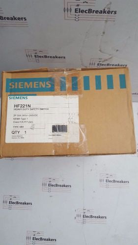 Siemens Heavy Duty Safety Switch HF221N 2P 30A 240V/250VDC Type 1 Class H,K,R