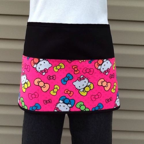 Black Hello Kitty server waitress Half Apron 3 pocket restaurant Classyaprons