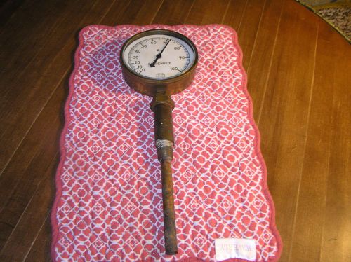 LARGE 5&#034; VINTAGE BRASS TEMPERATURE PRESSURE GAUGE STEAM-PUNK ANTIQUE