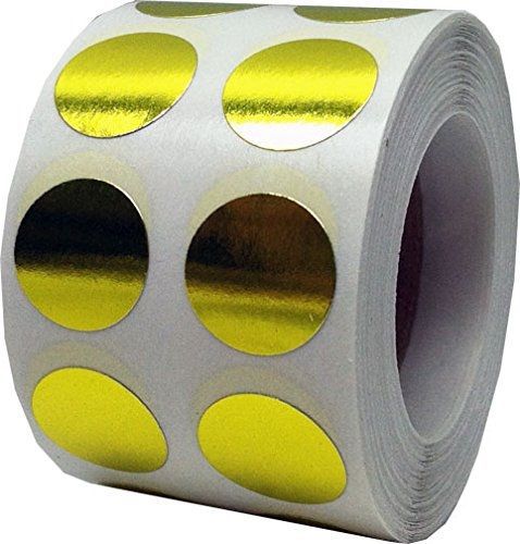 InStockLabels.com 1,000 Small Color Coding Dots | Tiny Metallic Shiny Gold