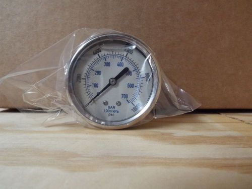 0-10000 PSI/bar 2.5&#034; Stainless Brass Center Back Mount Pressure Gauge