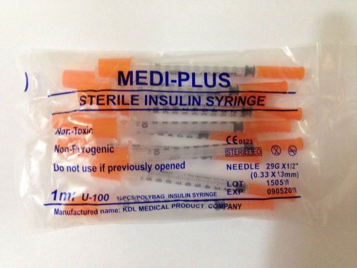 Medi Plus NEW 200 Disposable Syringes 1ml 29G X 0.5&#034; - Free Shipping