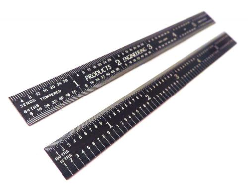 US 12&#034; Flexible Black Chrome 5R Machinist ruler/rule 1/64, 1/32, 1/10, 1/100