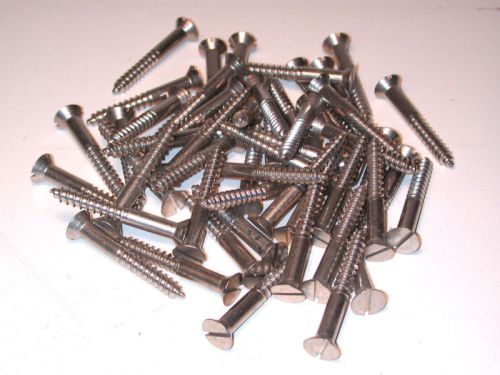 50 NOS STAINLESS Steel #16 FLAT HEAD SLOT 2-1/2&#034; WOOD SCREWS Boatbuilding