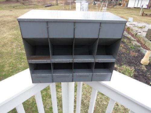 INDUSTRIAL 8-HOLE METAL BOLT BIN, UTILITY CABINET, GRAVITY FEED DISPENSER