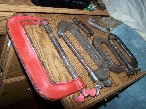 Vintage c clamp lot welding clamp lot 6 clamps 8-6-4&amp;small hargrave,stearns etc. for sale