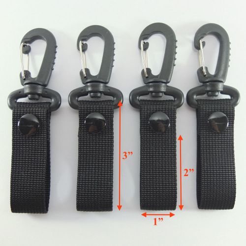 4 Carabiner Police Army Belt Keepers Nylon Snaps Fit Belts 2 inch Black Duty New