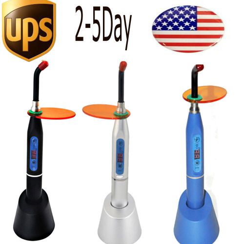 USA Silver/Black/Blue Dental 5W Wireless Cordless LED Curing Light Lamp 1500mw