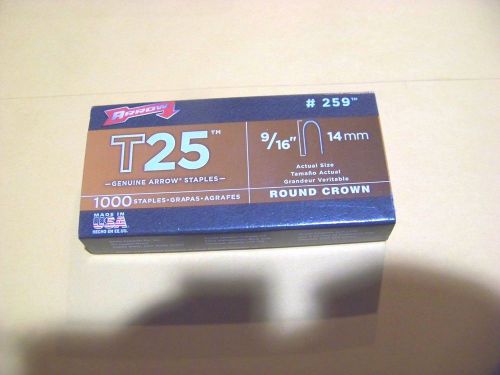 1000 ARROW T25  T2025 CT2025 &amp; ET2025 Staples round crown  9/16&#034; - 14mm # 259