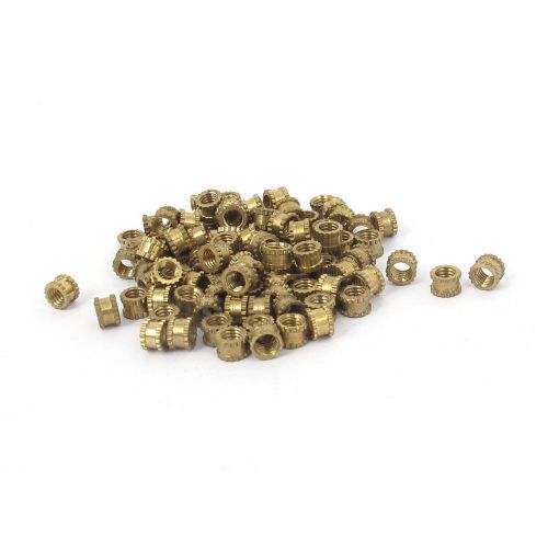 M3x3mm Threaded Round Metal Knurl Thread Insert Nuts Brass Tone 100Pcs