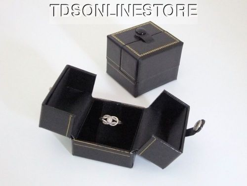 LOT OF 6 VERY ELEGANT BLACK SNAP CLOSURE RING BOXES