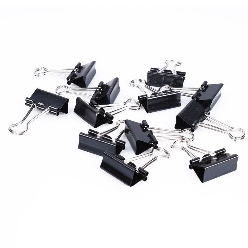 12PCS/set Black Office Student or Home Documents Papers Binder Clips Portable