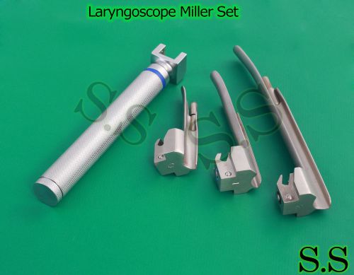 Laryngoscope Miller Set (1 handle AA, 3 Miller Blades )