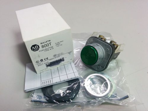 ALLEN BRADLEY 800T-A1A GREEN FLUSH HEAD PUSH BUTTON 1 NO 1 NC SERIES T NIB