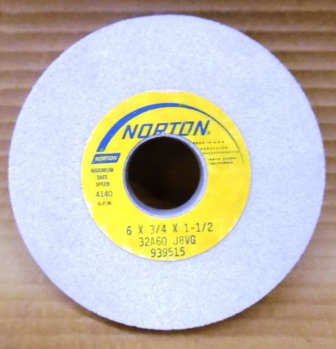 NORTON GRINDING WHEEL 32A60 J8VG, 6&#034; X 3/4&#034; X 1-1/2&#034;, RPM 4140