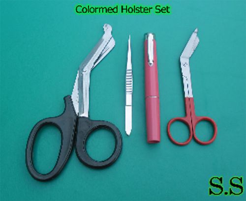 Colormed Holster Set Black EMT Diagnostic Red Pen +Red Lister Bandage Scissors