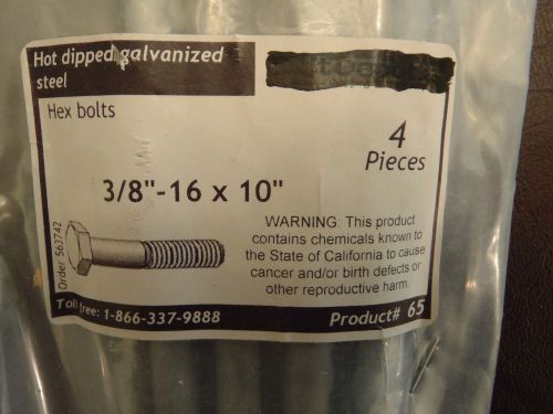 3/8&#034;-16 x 4&#034;, 8&#034; &amp; 10&#034; Long - Hex Bolt Hot Dip Galvanized