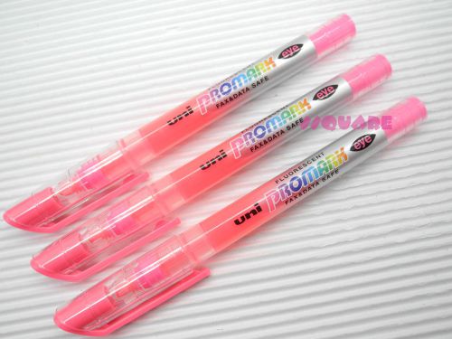 3 x uni-ball promark eye usp-105 water-proof fluorescent highlighters, pink for sale