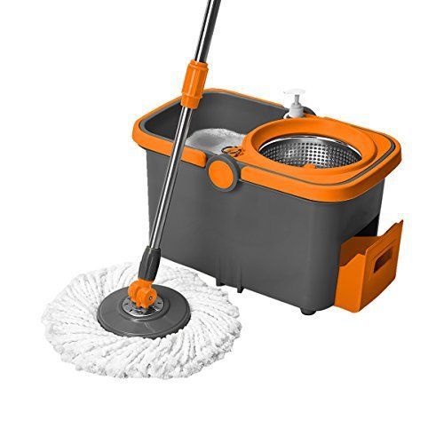 Casabella Spin Cycle Mop with Bucket - Graphite/Orange