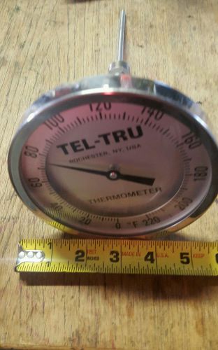 TEL-TRU THERMOMETER 5&#034; FACE EVERYANGLE 0-220*F 6&#034; STEM