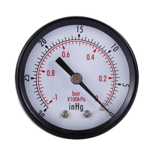 1-1/2&#034; Dry Utility Vacuum Pressure Gauge Blk.Steel 1/8&#034; Center Back -30HG/0PSI p