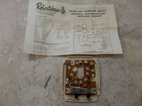 Robertshaw SB-4A-5AJ Thermostat Subbase DA490-400 Heat Cool Fan Control