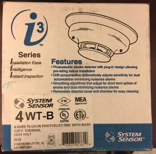 System sensor 4wt-b 4-wire, photoelectric i3 smoke detector 135°f thermal for sale