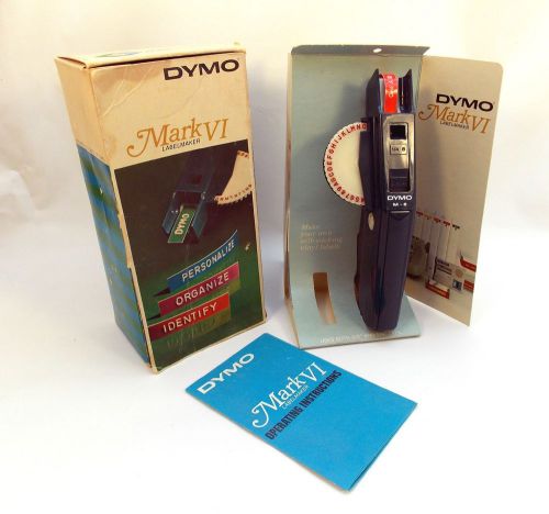 Vintage DYMO LABELMAKER Label Maker Model MARK VI, M-6, With Box &amp; Instructions