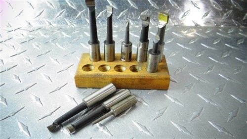 Set of 9 borite hss boring bars w\wood holder 7/8&#034; to 2&#034; for sale