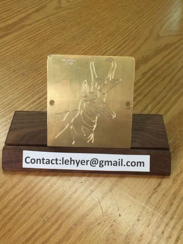 Large antelope solid brass engraving plate for new hermes font tray look ! for sale