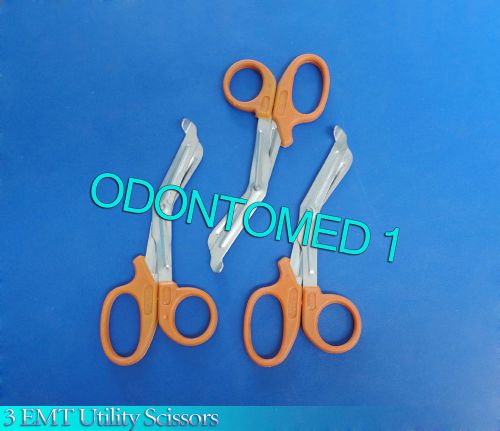 3 EMT Utility Scissors Shears 7.25&#034; Orange Colored