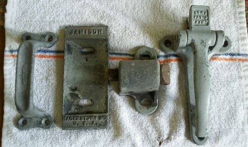 VINTAGE HEAVY GAUGE JAMISON FIRE DOOR /FREEZER DOOR HARDWARE