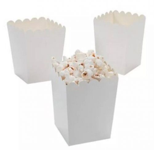 Mini Bakeware White Popcorn Boxes (24 Pack) 3 X 3 X 4 Paper