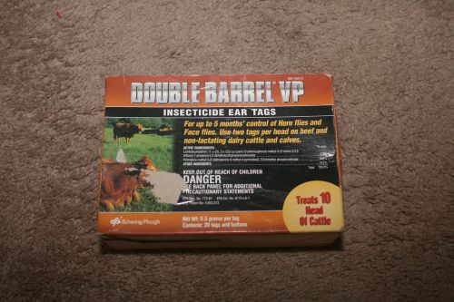 Double Barrel VP Fly Insecticide Cattle Ear Tags 20 Count Dairy Calves Bovine