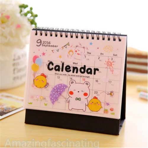 2017 bear &amp; chicken cartoon desktop calendar flip stand office schedule planner for sale